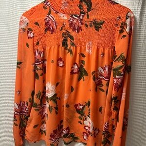 Abercrombie & Fitch Orange Floral Blouse